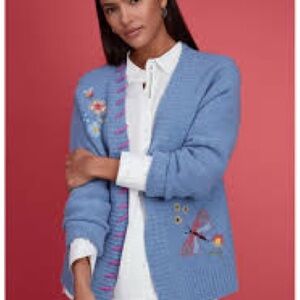 Johnny Was Wool-Cashmere Blend Elliot Embroidered Cardigan